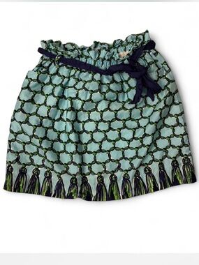 Lilly Pulitzer Light Blue Tassel-Trim Paperbag Waist Skirt
